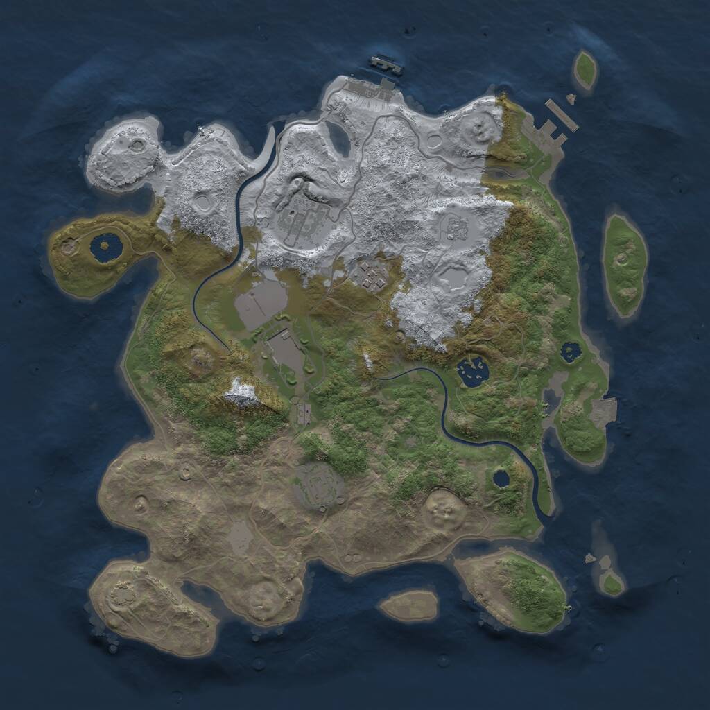 Rust Map: Procedural Map, Size: 3500, Seed: 1645015493, 10 Monuments