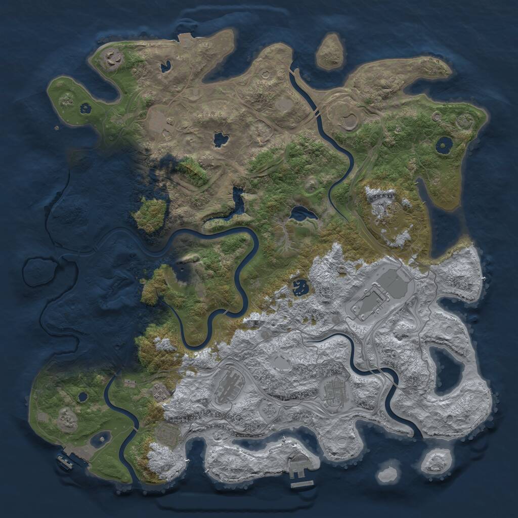 Rust Map: Procedural Map, Size: 4600, Seed: 25172, 17 Monuments