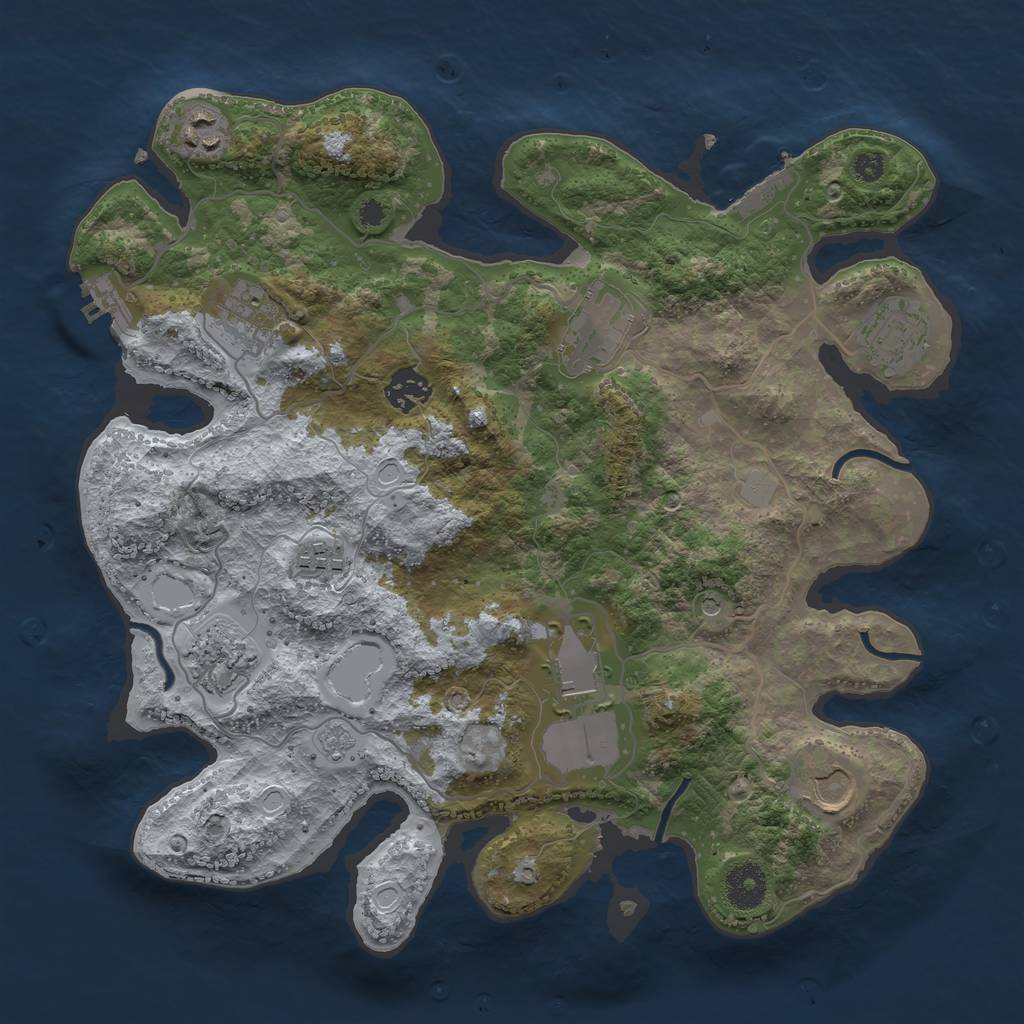 Rust Map: Procedural Map, Size: 3500, Seed: 345791, 18 Monuments
