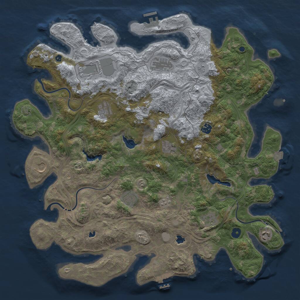 Rust Map: Procedural Map, Size: 4500, Seed: 824215518, 16 Monuments