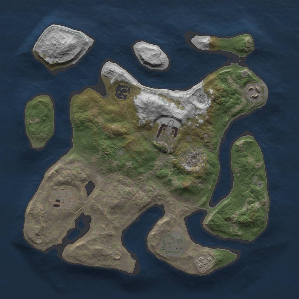 Rust Map: Barren, Size: 3000, Seed: 1427649528, 9 Monuments