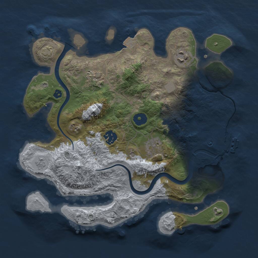 Rust Map: Procedural Map, Size: 3000, Seed: 33298, 9 Monuments