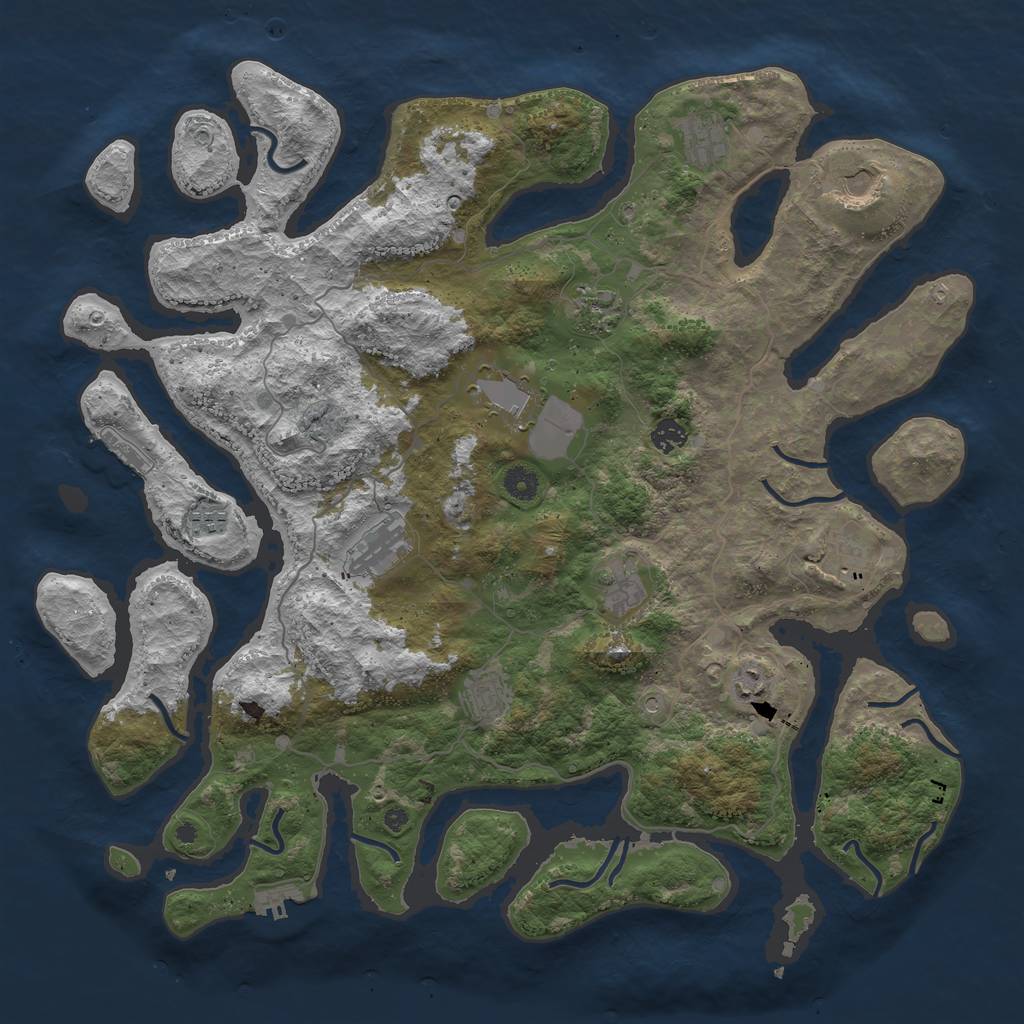 Rust Map: Procedural Map, Size: 4500, Seed: 2037316257, 16 Monuments