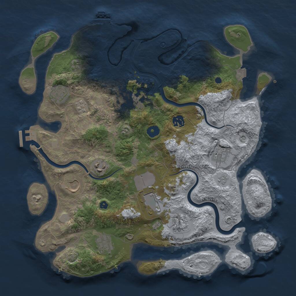 Rust Map: Procedural Map, Size: 3700, Seed: 124512, 16 Monuments