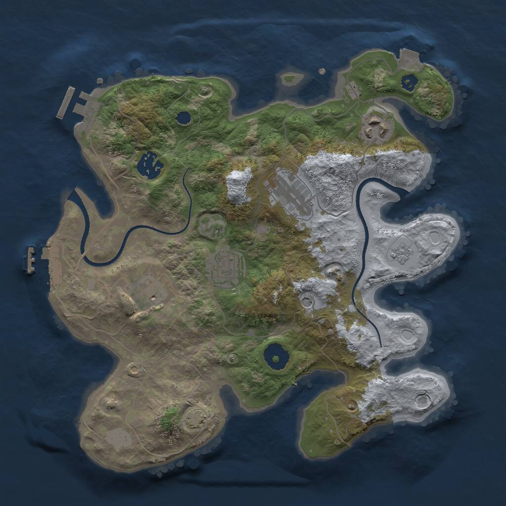 Rust Map: Procedural Map, Size: 3000, Seed: 757127093, 11 Monuments