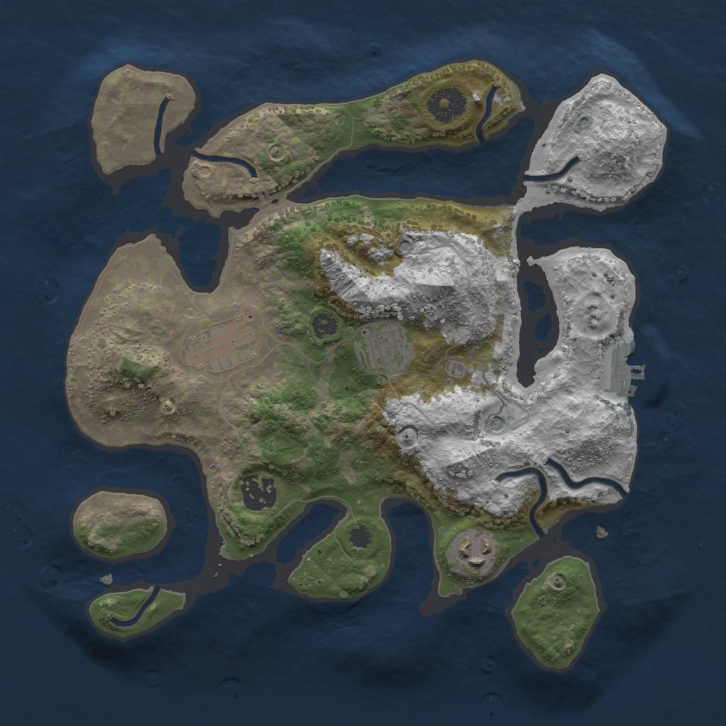 Rust Map: Procedural Map, Size: 3000, Seed: 122555, 8 Monuments