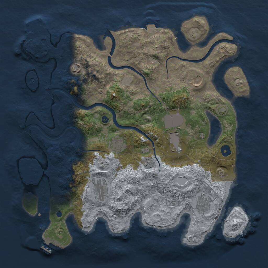 Rust Map: Procedural Map, Size: 3700, Seed: 64649, 13 Monuments