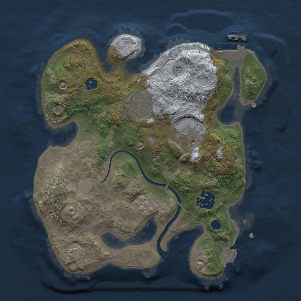 Rust Map: Procedural Map, Size: 2500, Seed: 1495207756, 8 Monuments