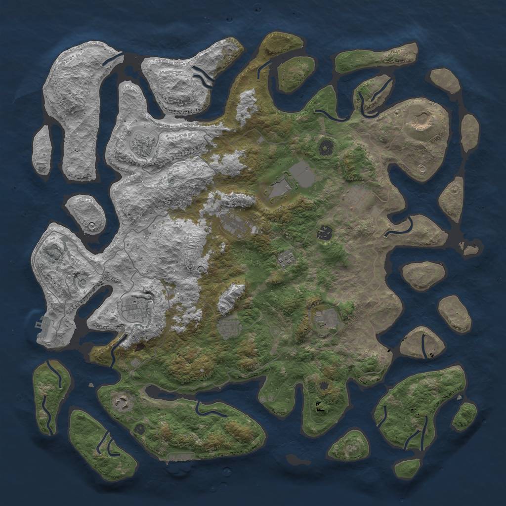 Rust Map: Procedural Map, Size: 5000, Seed: 674840, 16 Monuments