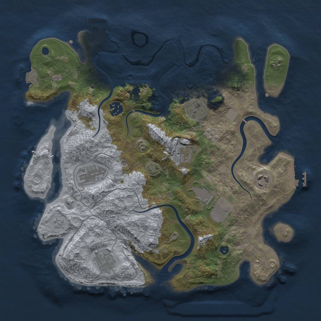 Rust Map: Procedural Map, Size: 3500, Seed: 3578896, 14 Monuments