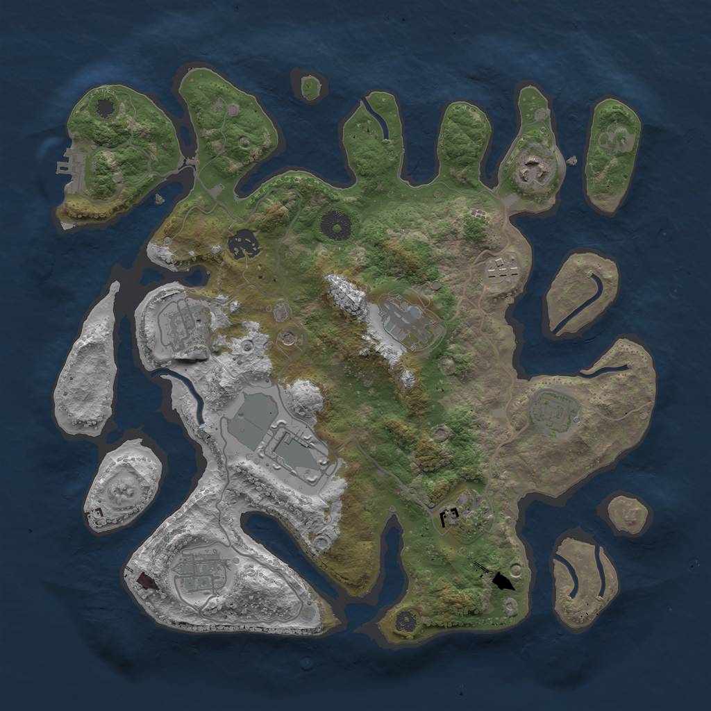 Rust Map: Procedural Map, Size: 3500, Seed: 3578896, 13 Monuments