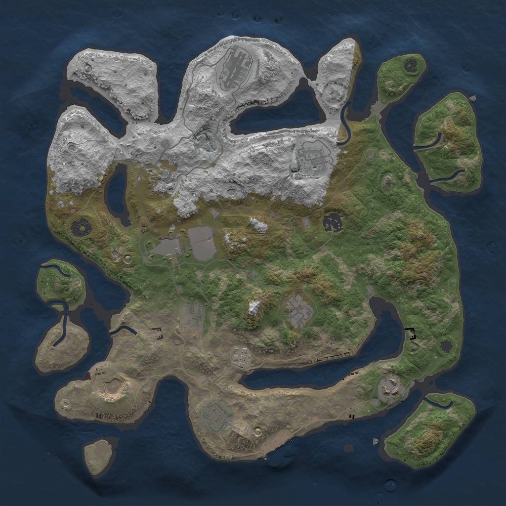 Rust Map: Procedural Map, Size: 3850, Seed: 695364721, 15 Monuments