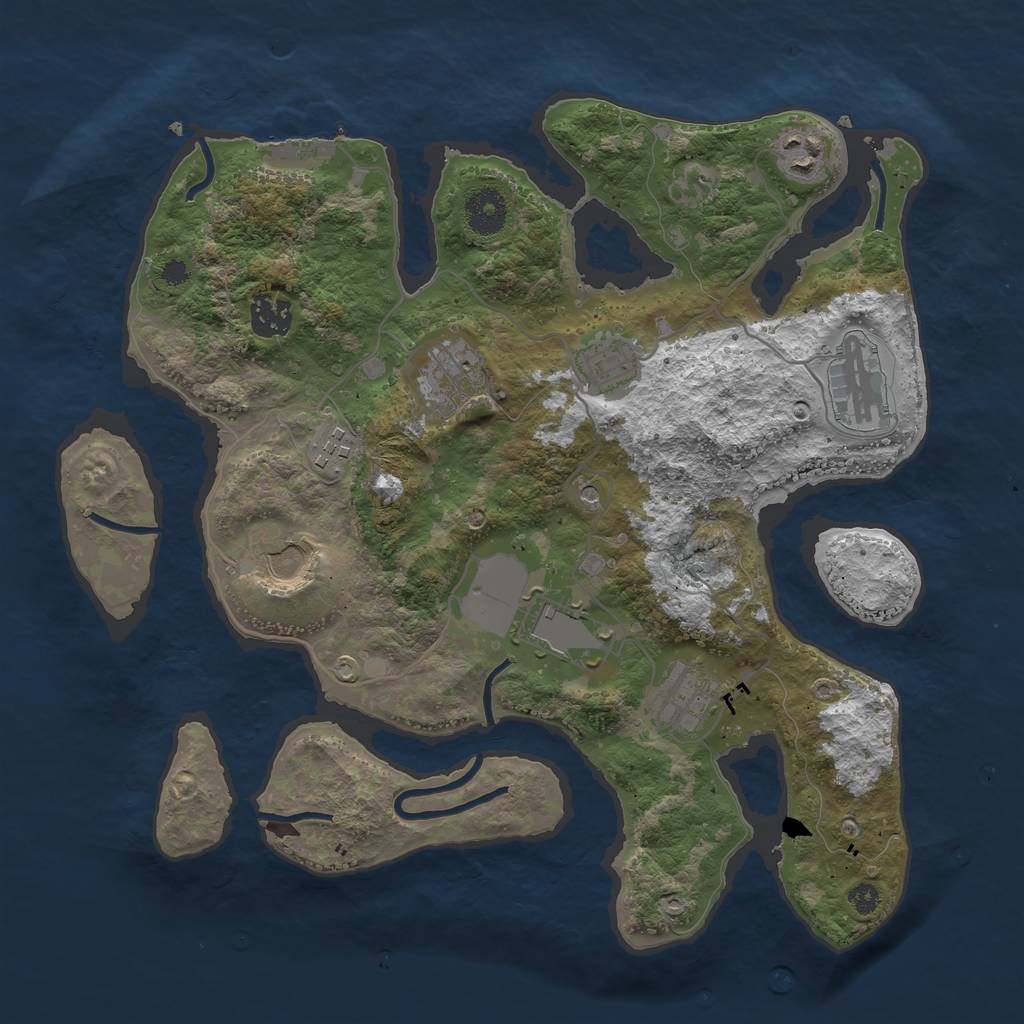 Rust Map: Procedural Map, Size: 3500, Seed: 538852, 13 Monuments