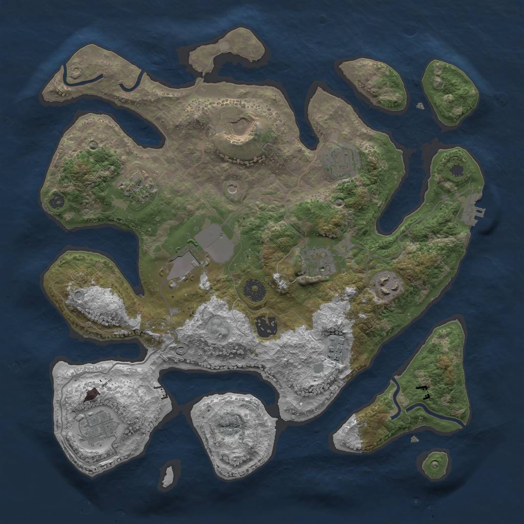 Rust Map: Procedural Map, Size: 3500, Seed: 47009236, 13 Monuments