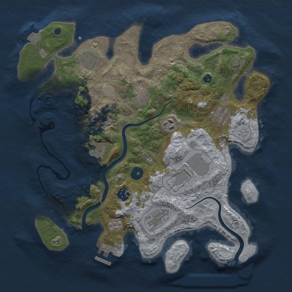 Rust Map: Procedural Map, Size: 3500, Seed: 887653, 14 Monuments