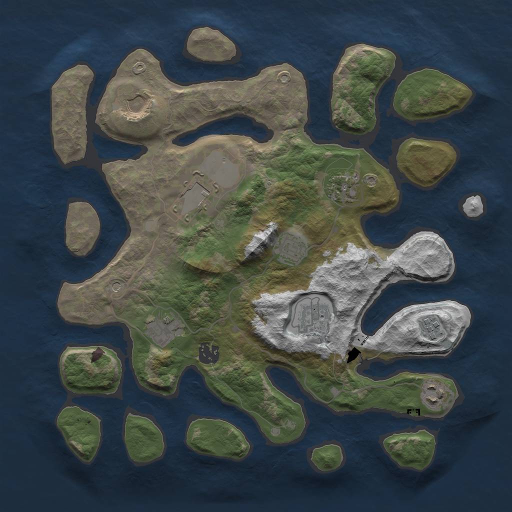 Rust Map: Barren, Size: 3500, Seed: 49184899, 12 Monuments