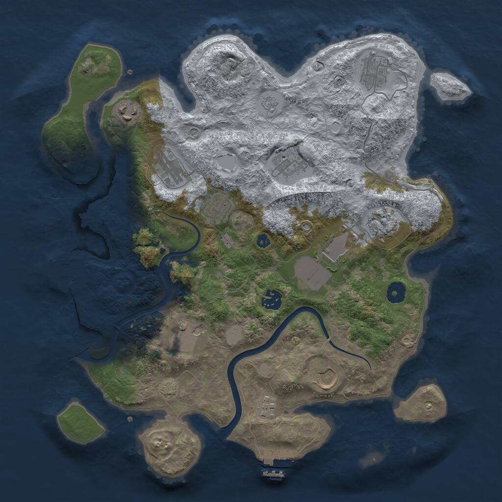 Rust Map: Procedural Map, Size: 3700, Seed: 1226295686, 17 Monuments