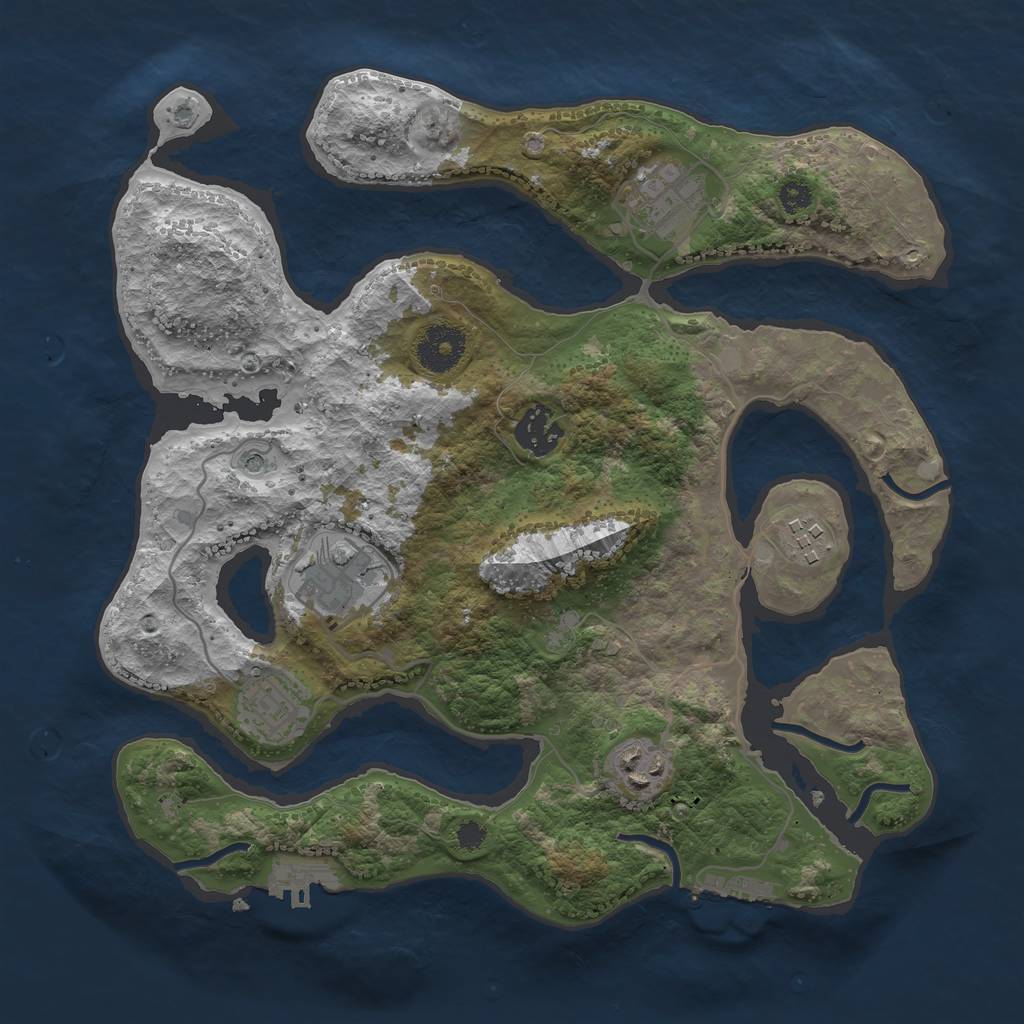 Rust Map: Procedural Map, Size: 3250, Seed: 342111, 11 Monuments