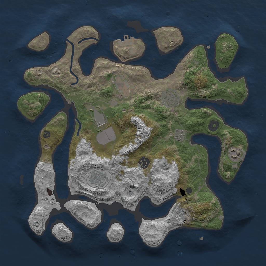 Rust Map: Procedural Map, Size: 3600, Seed: 823309, 11 Monuments