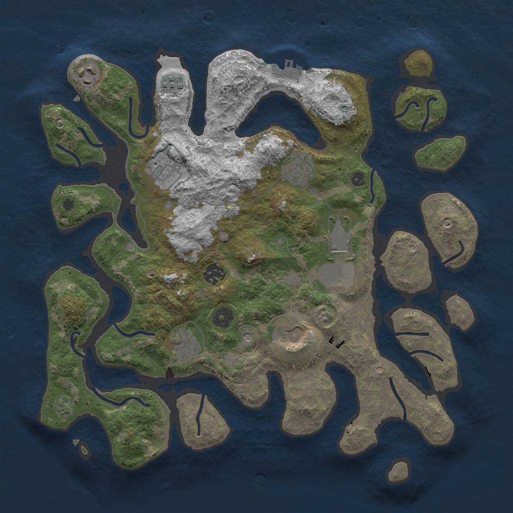 Rust Map: Procedural Map, Size: 3750, Seed: 638217, 12 Monuments