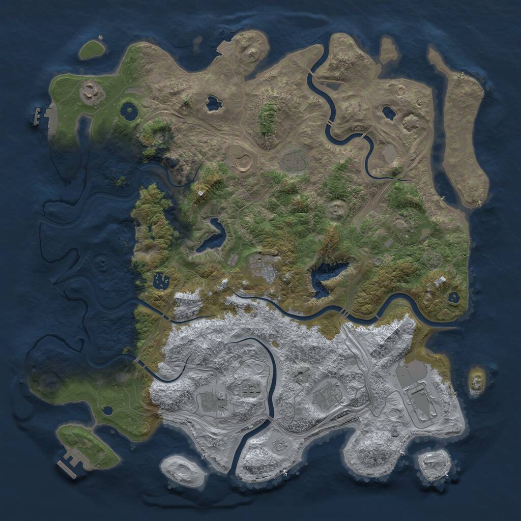 Rust Map: Procedural Map, Size: 4500, Seed: 969986, 16 Monuments