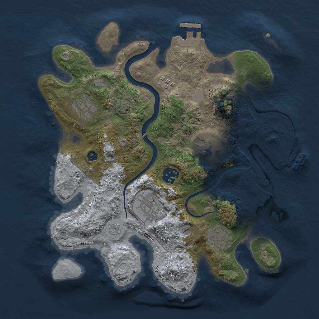 Rust Map: Procedural Map, Size: 3000, Seed: 2123, 12 Monuments