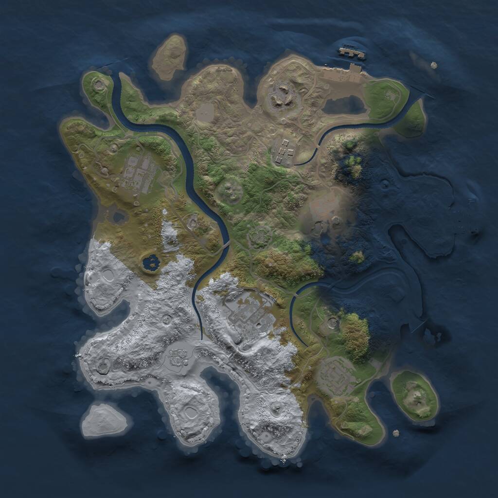 Rust Map: Procedural Map, Size: 3000, Seed: 2123, 12 Monuments