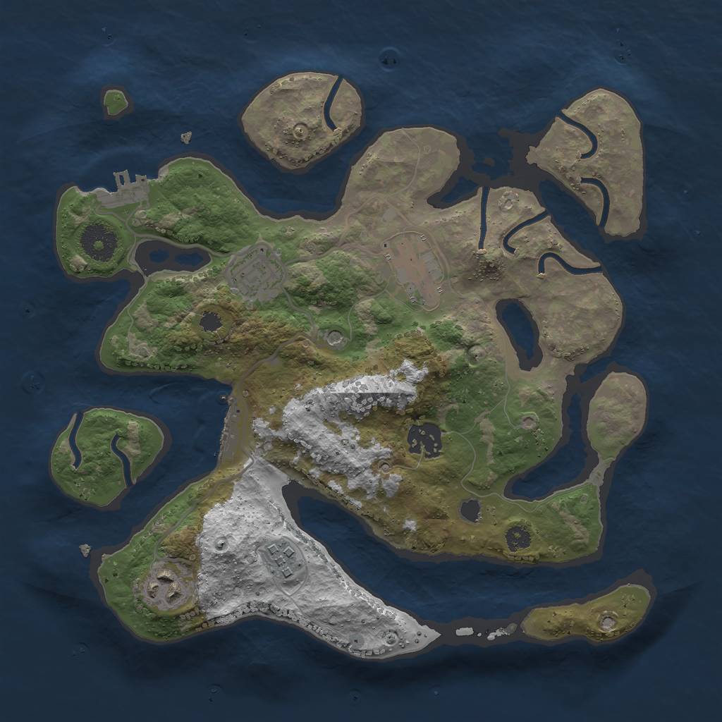 Rust Map: Procedural Map, Size: 3000, Seed: 2420871, 10 Monuments