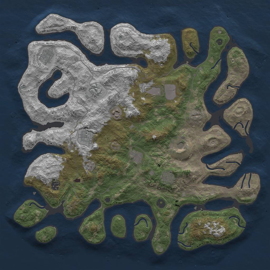 Rust Map: Procedural Map, Size: 4500, Seed: 779443266, 13 Monuments