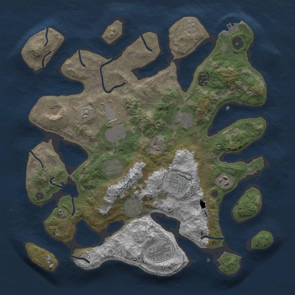 Rust Map: Procedural Map, Size: 3750, Seed: 602684, 14 Monuments