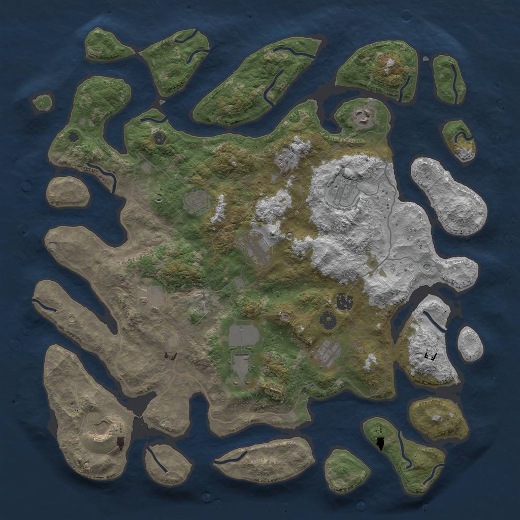 Rust Map: Procedural Map, Size: 4500, Seed: 328405, 13 Monuments