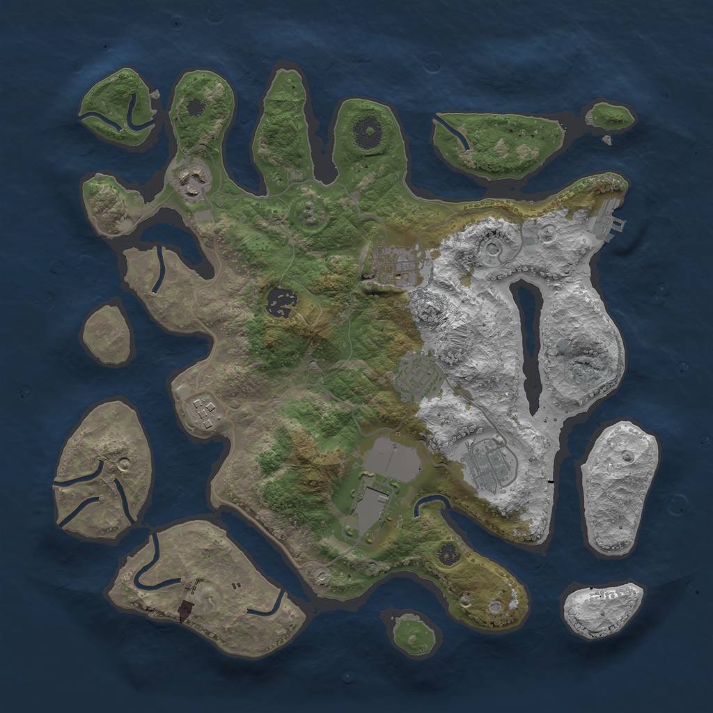 Rust Map: Procedural Map, Size: 3500, Seed: 730883, 11 Monuments