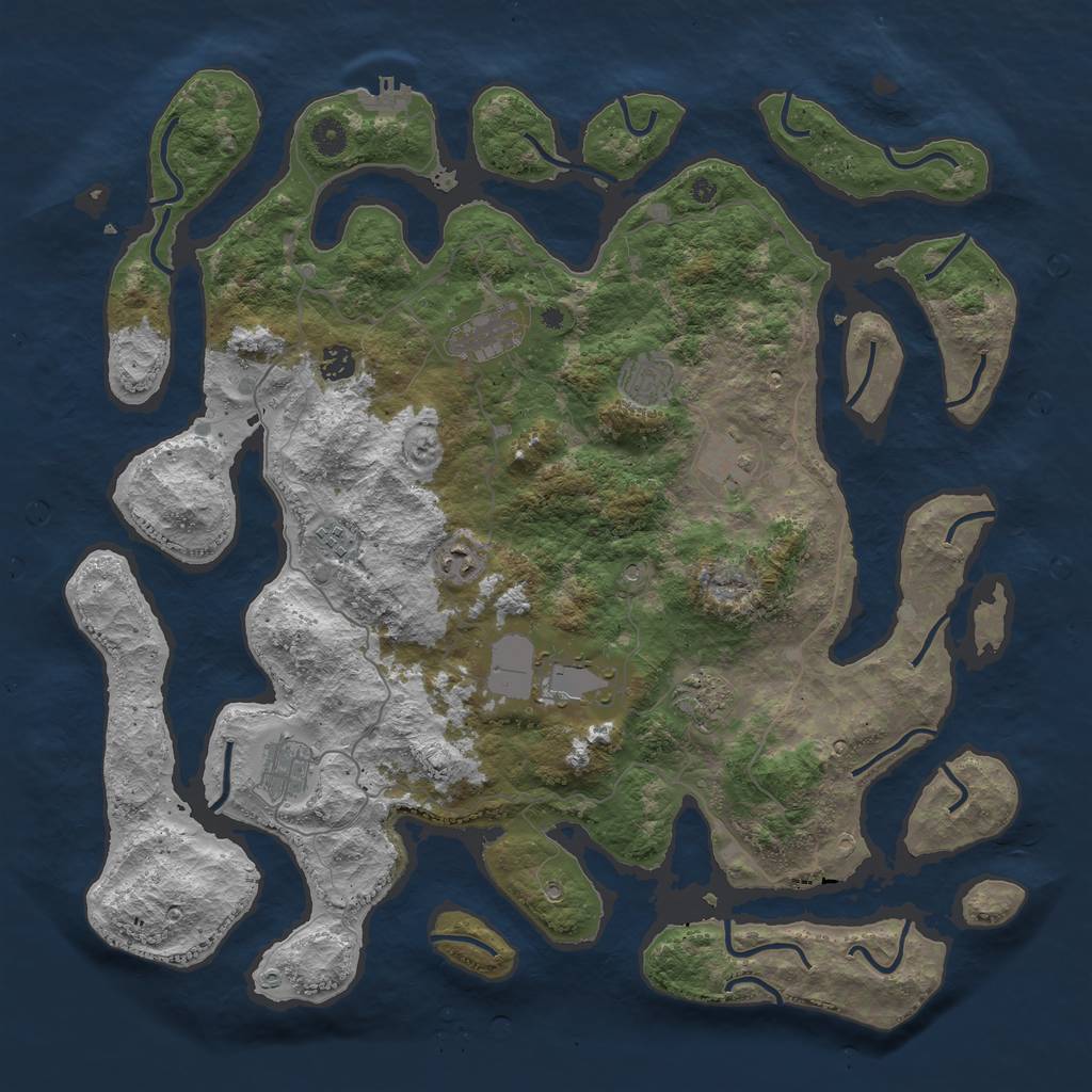 Rust Map: Procedural Map, Size: 4500, Seed: 998454, 13 Monuments