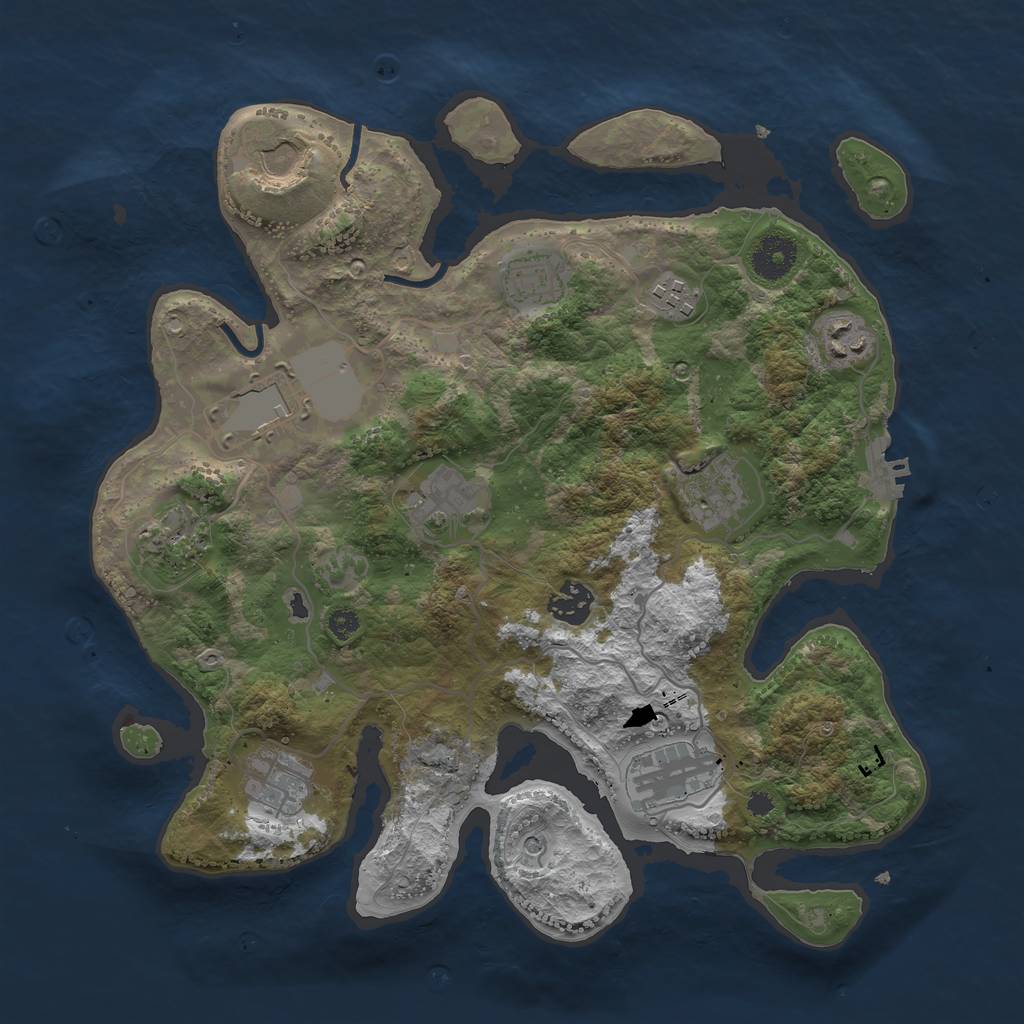 Rust Map: Procedural Map, Size: 3500, Seed: 1184823202, 15 Monuments