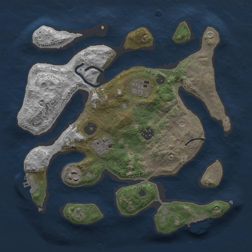 Rust Map: Procedural Map, Size: 3000, Seed: 2305488, 9 Monuments