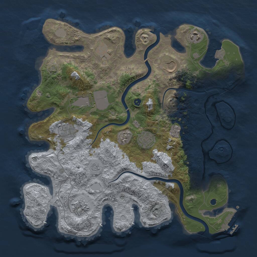 Rust Map: Procedural Map, Size: 3500, Seed: 572242, 13 Monuments