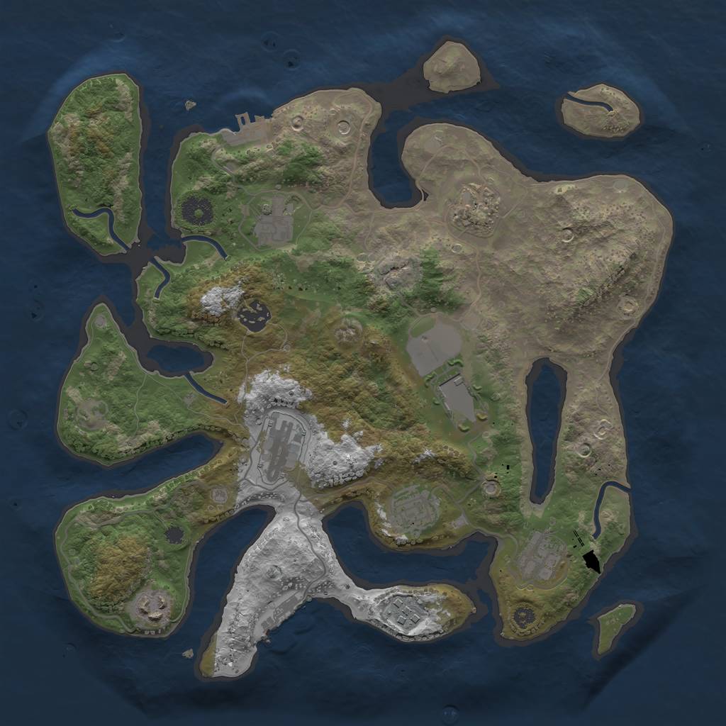 Rust Map: Procedural Map, Size: 3500, Seed: 751790995, 14 Monuments
