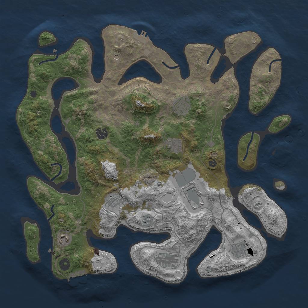 Rust Map: Procedural Map, Size: 4000, Seed: 5235628, 17 Monuments