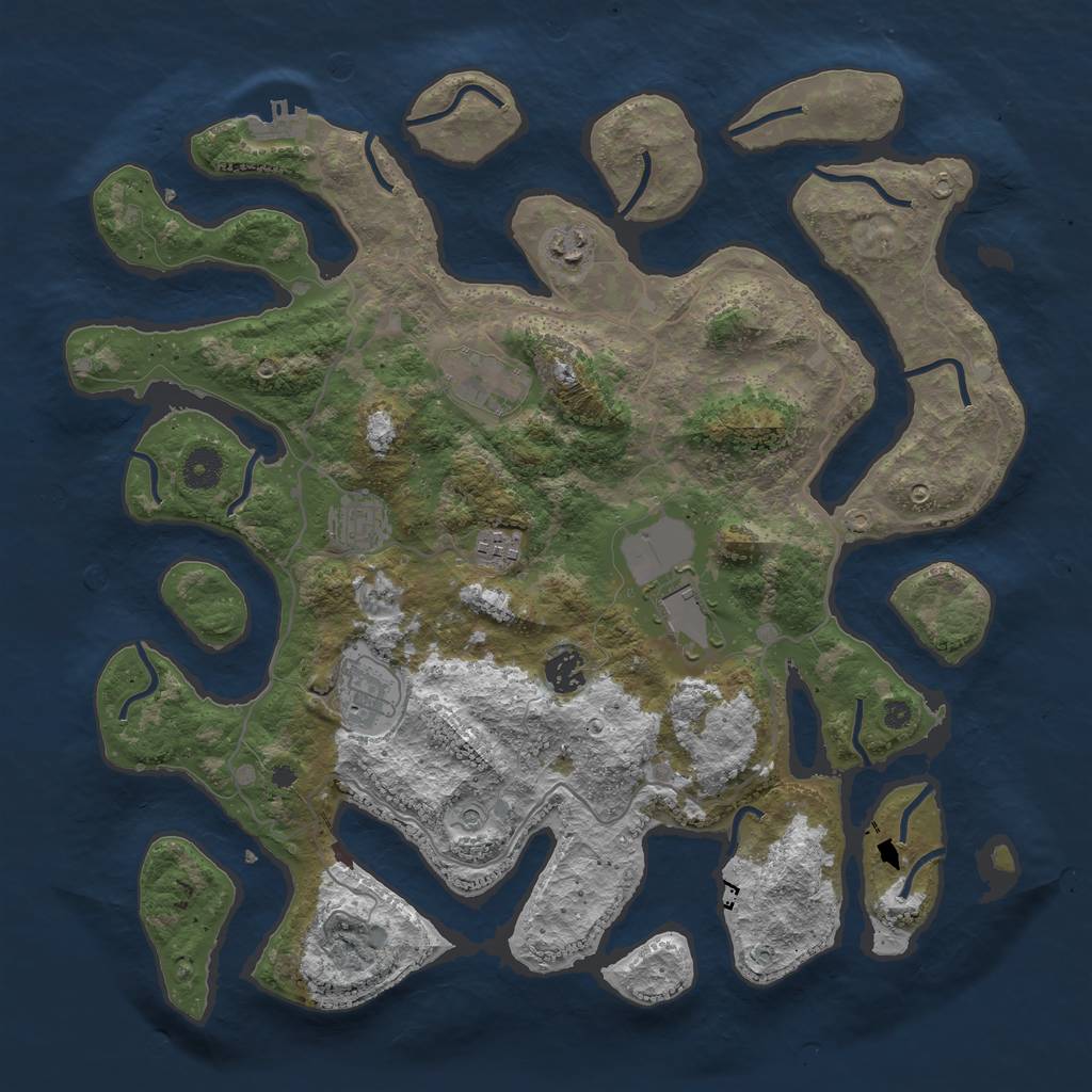 Rust Map: Procedural Map, Size: 4000, Seed: 13833, 11 Monuments