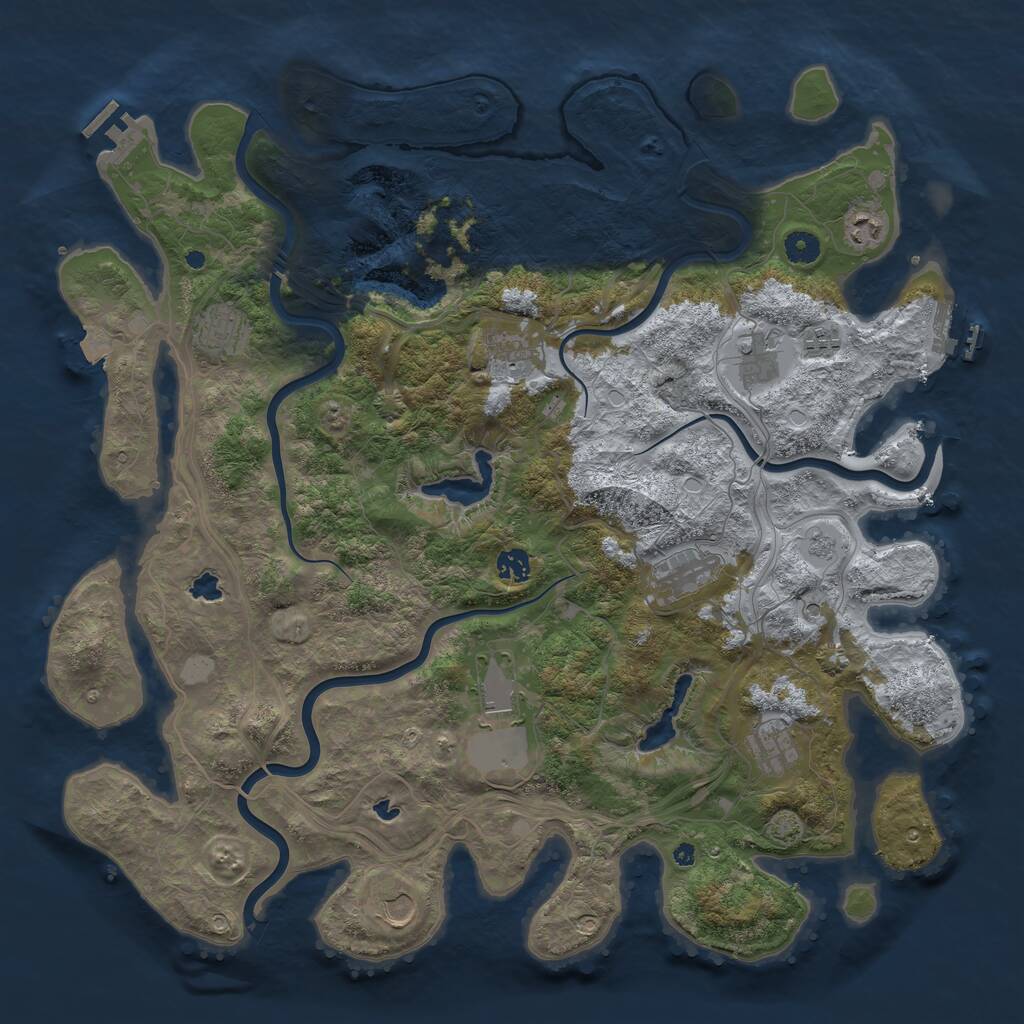 Rust Map: Procedural Map, Size: 4500, Seed: 1791521, 16 Monuments