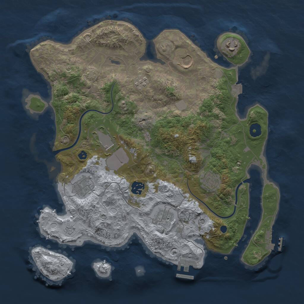 Rust Map: Procedural Map, Size: 3500, Seed: 2228, 14 Monuments