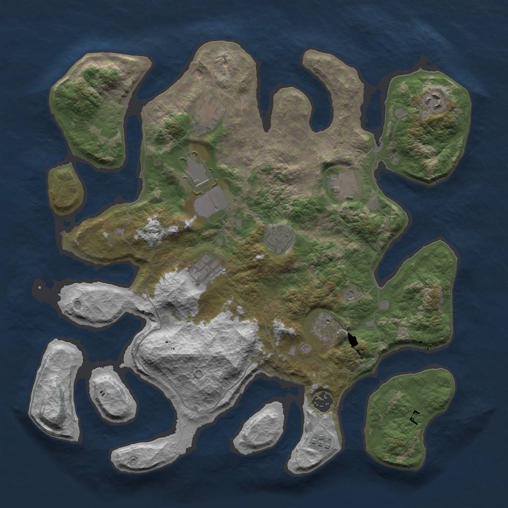 Rust Map: Barren, Size: 4000, Seed: 2036, 12 Monuments