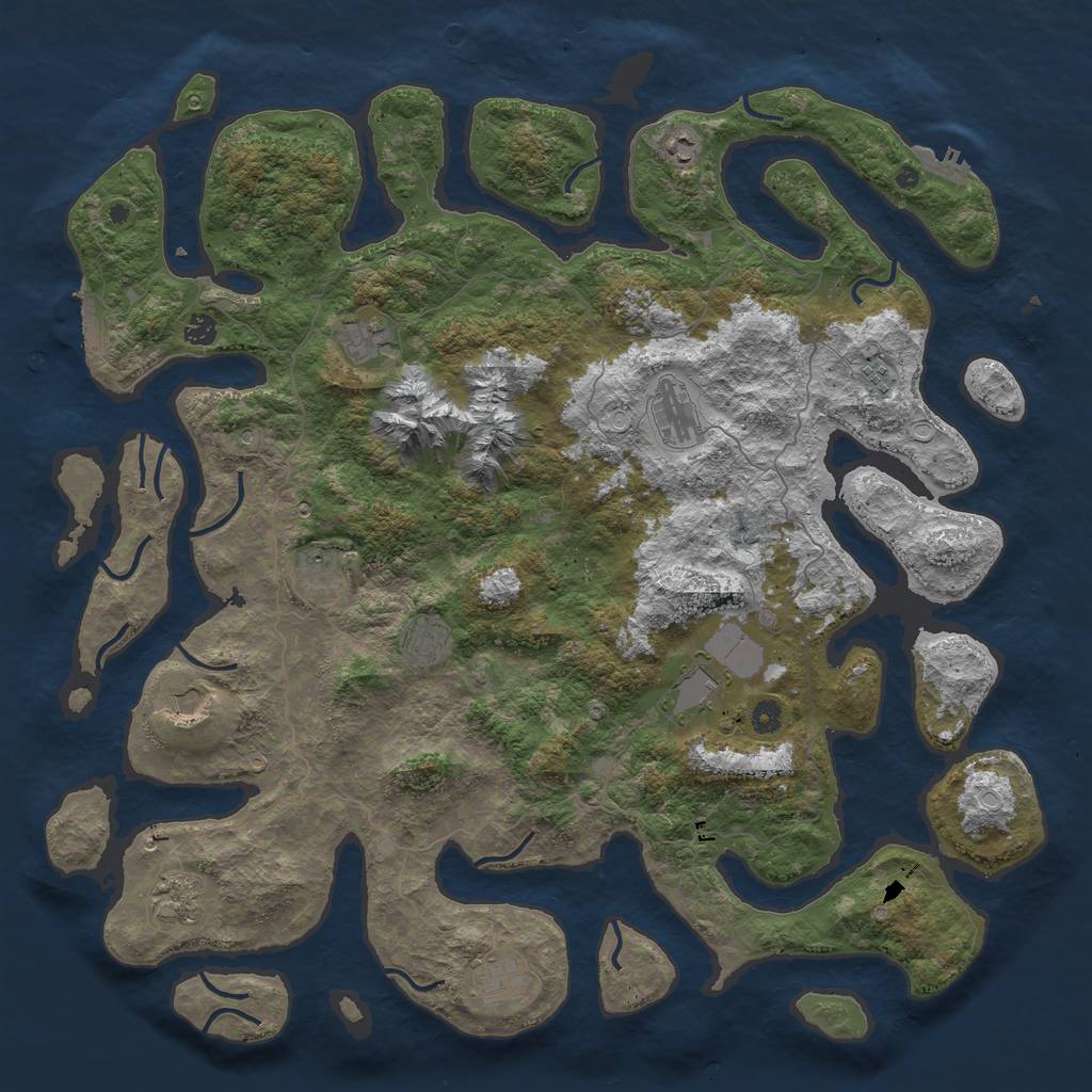 Rust Map: Procedural Map, Size: 5000, Seed: 624356, 19 Monuments