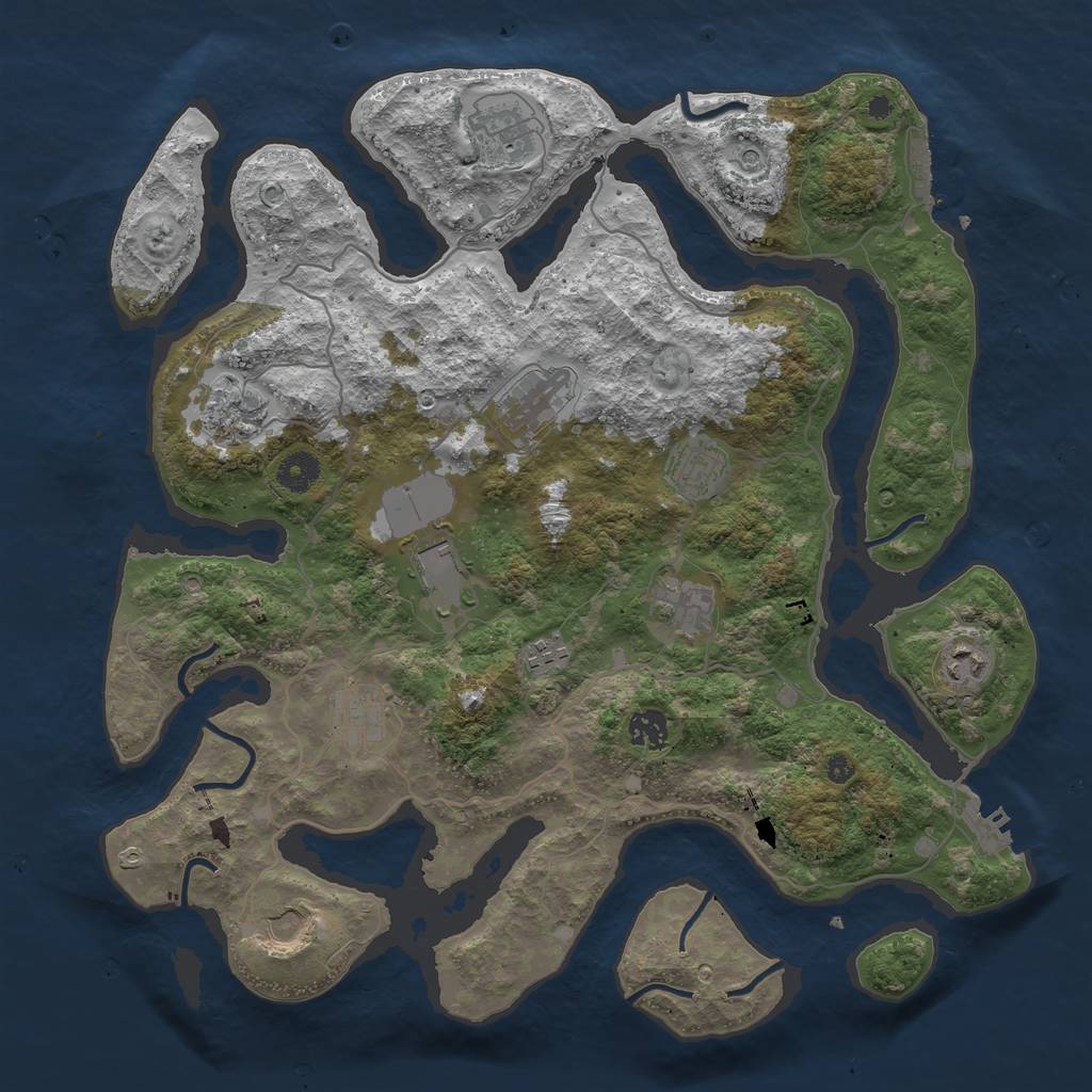 Rust Map: Procedural Map, Size: 4000, Seed: 33445, 16 Monuments