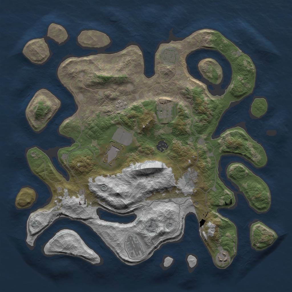 Rust Map: Barren, Size: 4000, Seed: 178312591, 11 Monuments