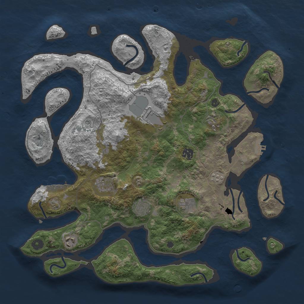 Rust Map: Procedural Map, Size: 4000, Seed: 334456677, 13 Monuments