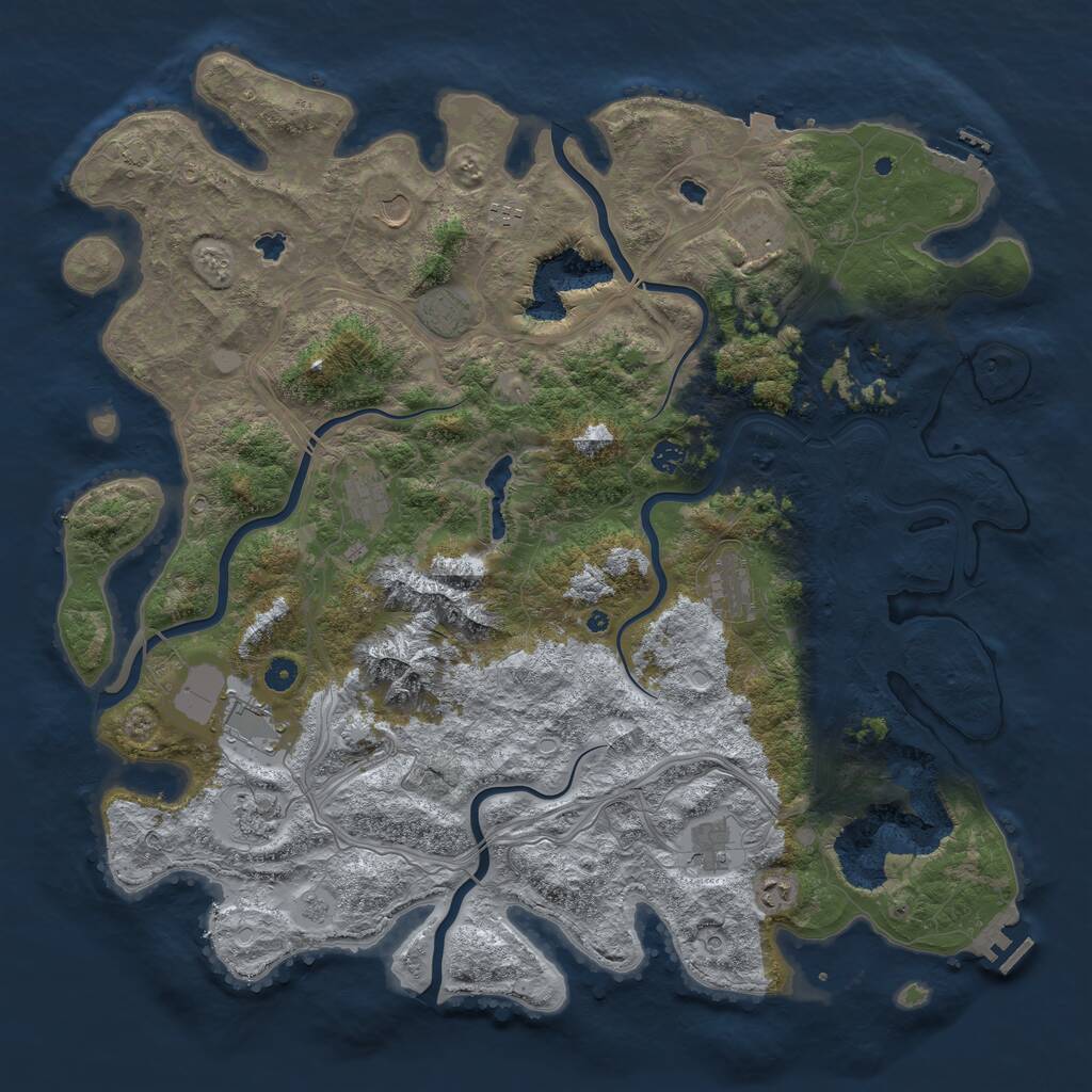 Rust Map: Procedural Map, Size: 5000, Seed: 624365, 17 Monuments