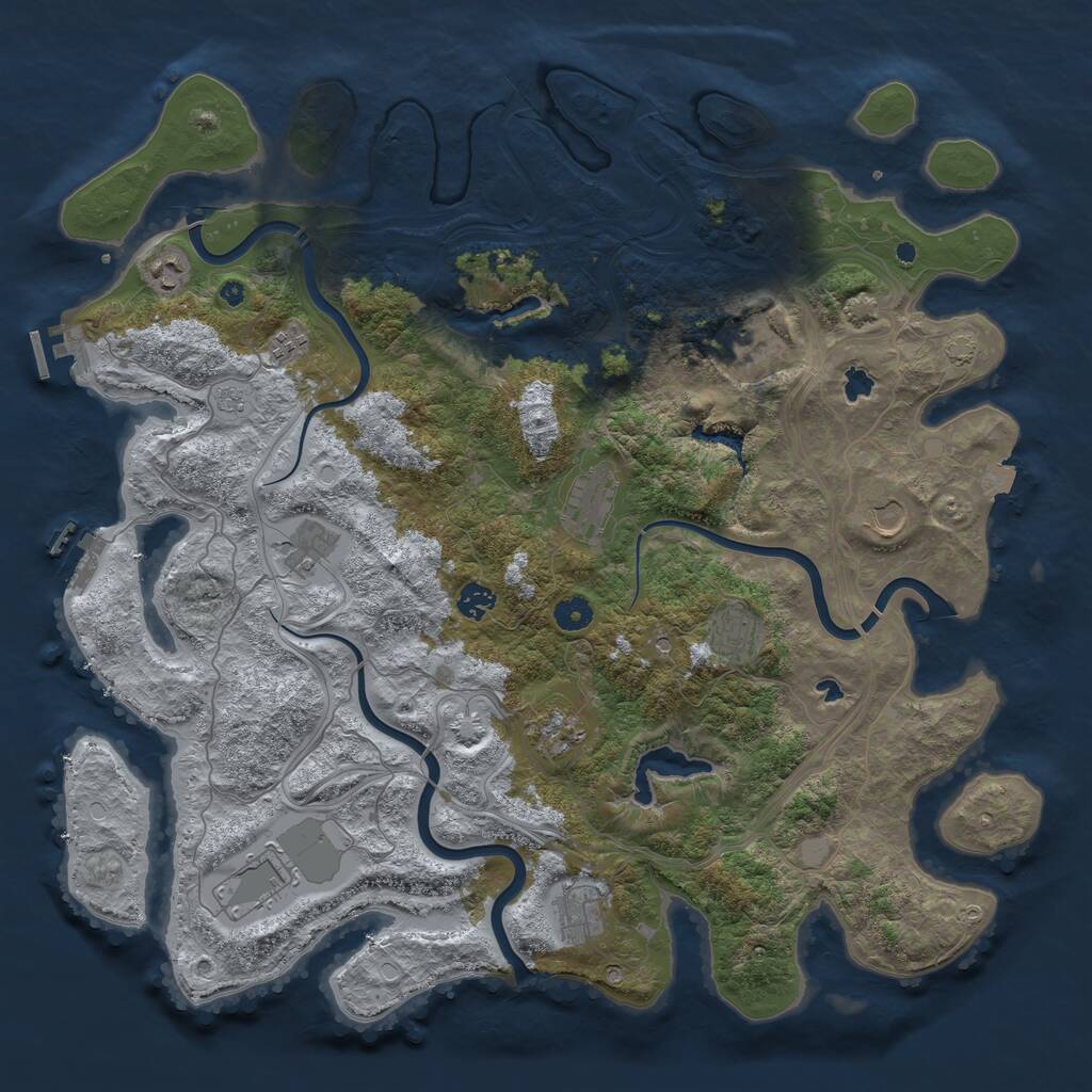 Rust Map: Procedural Map, Size: 4500, Seed: 230057, 17 Monuments