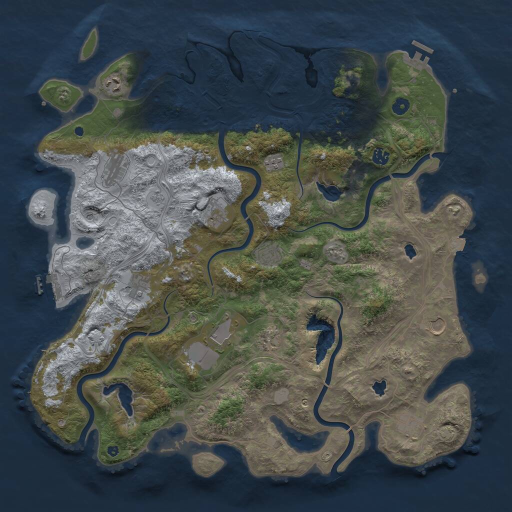 Rust Map: Procedural Map, Size: 4500, Seed: 261910, 17 Monuments