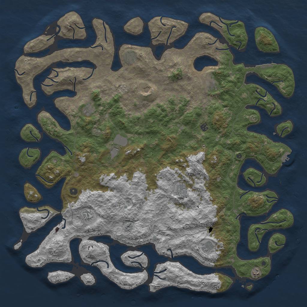 Rust Map: Procedural Map, Size: 6000, Seed: 58669708, 16 Monuments